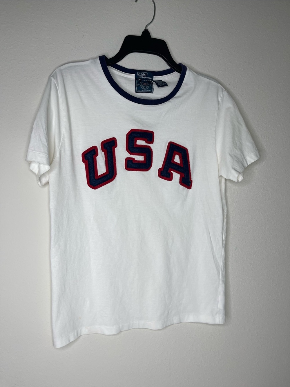 Polo by Ralph Lauren White 'USA' Crewneck Graphic T-Shirt size 14-16